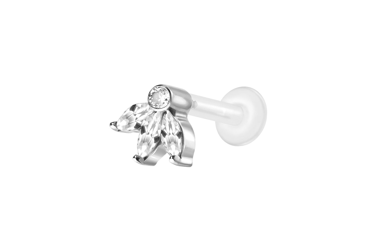 PTFE Labret Piercing mit Innengewinde + Titan-Aufsatz LOTUSBLÜTE
